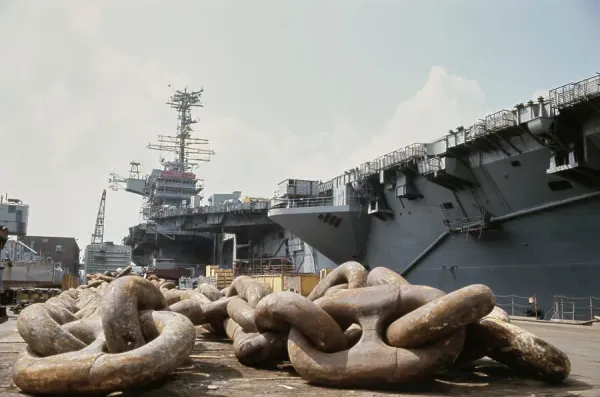 USS Forrestal in Dry Dock, Portsmouth Naval Shipyard Print. Art