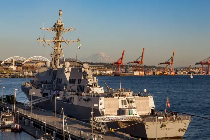 Framed Print : USS Gridley moored in Seattle