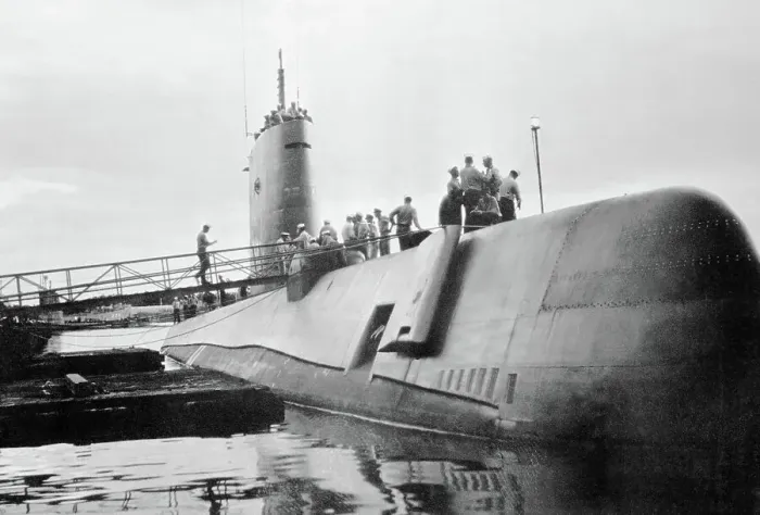 Framed Print : USS Nautilus Nuclear Submarine Being Prepared for Journey Framed Print : USS Nautilus Nuclear Submarine Being Prepared for Journey