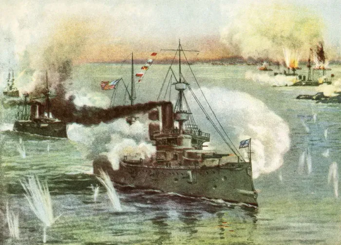 Framed Print : USS Olympia in the Battle of Manila Bay from 1899 Framed Print : USS Olympia in the Battle of Manila Bay from 1899