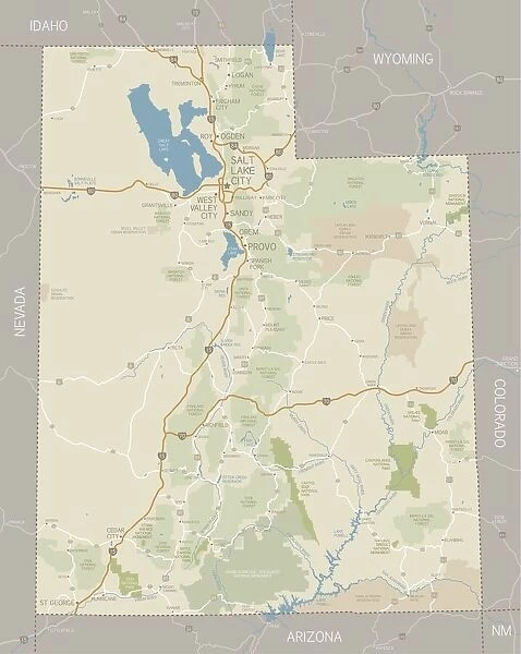 Utah Map. A detailed map of Utah state with cities, roads, major rivers