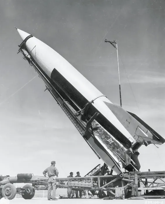 Framed Print : V-2 Rocket Hoisted into Place Framed Print : V-2 Rocket Hoisted into Place