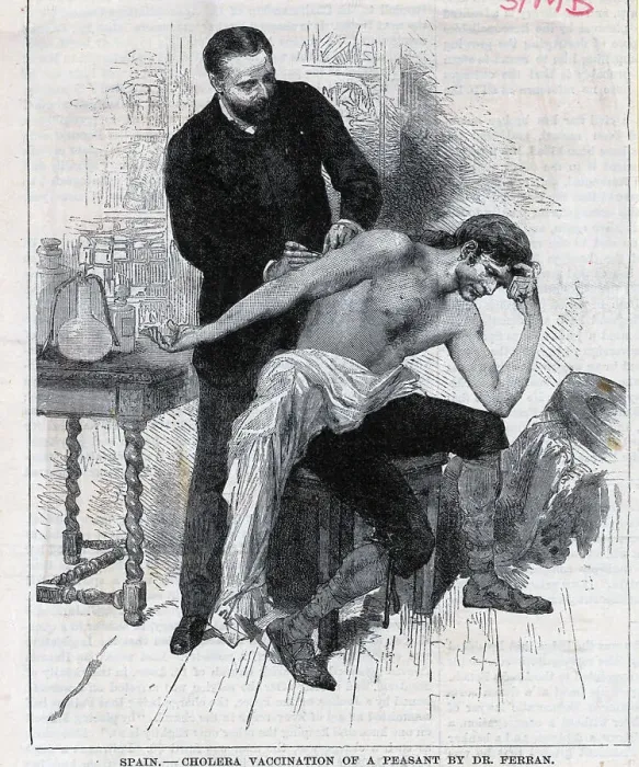 Framed Print : Vacciantion Of Cholera Victim; From Back Framed Print : Vacciantion Of Cholera Victim; From Back