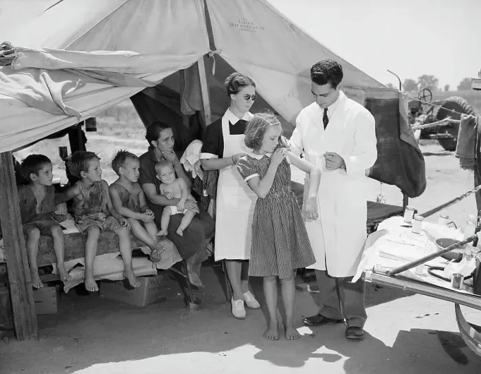 Framed Print : Vaccinating Children at California Migrant Camps Framed Print : Vaccinating Children at California Migrant Camps