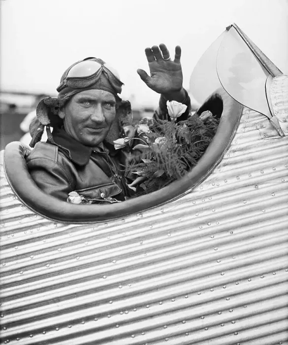 Framed Print : Vaino Bremer Waving from Plane