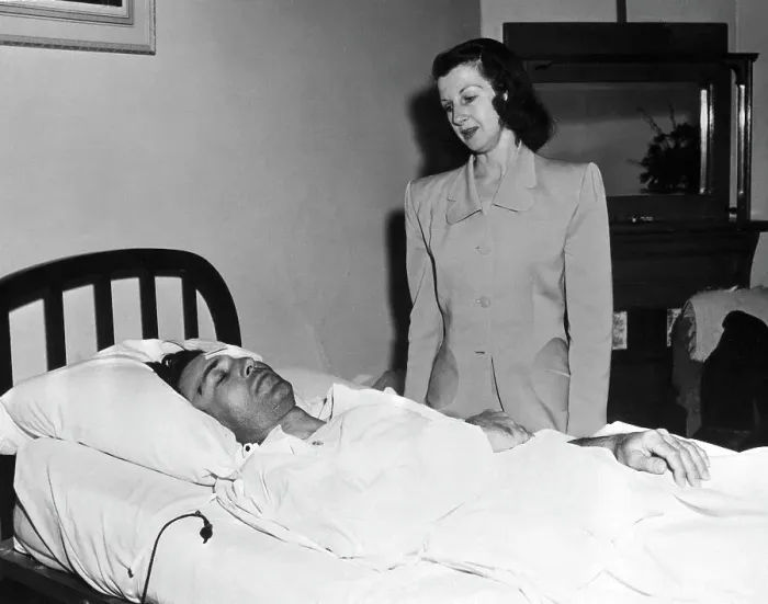Framed Print : Valerie Hogan at Ben Hogan's Bedside Framed Print : Valerie Hogan at Ben Hogan's Bedside