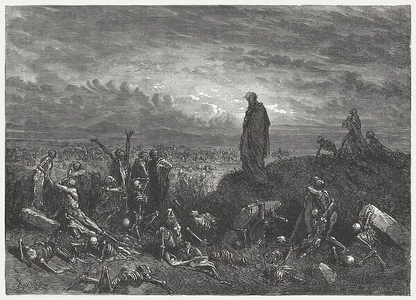 Valley of Dry Bones (Ezekiel 37), wood engraving, published 1886