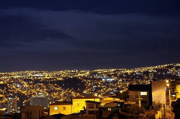 ValparaAiso, Chile, at night
