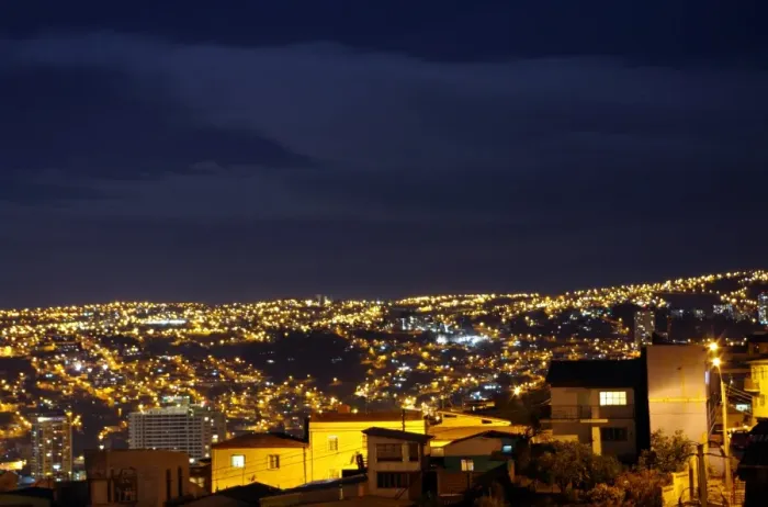 Framed Print : ValparaAiso, Chile, at night Framed Print : ValparaAiso, Chile, at night