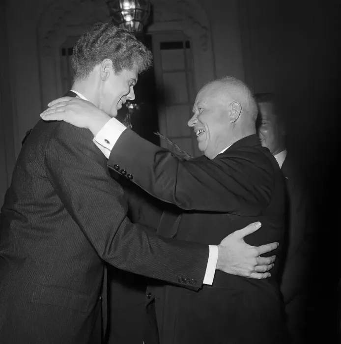 Framed Print : Van Cliburn and Nikita Khrushchev Embracing Framed Print : Van Cliburn and Nikita Khrushchev Embracing