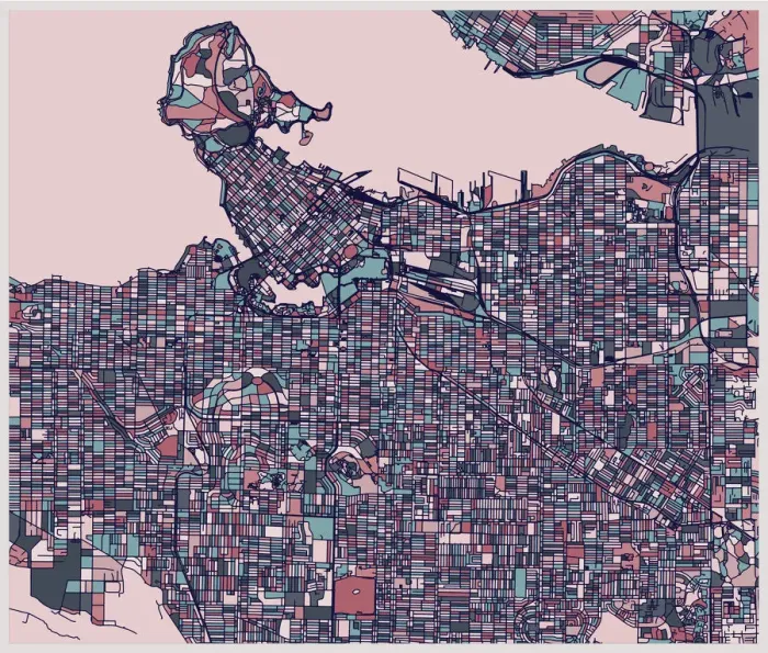 Framed Print : Vancouver city illustration map Framed Print : Vancouver city illustration map