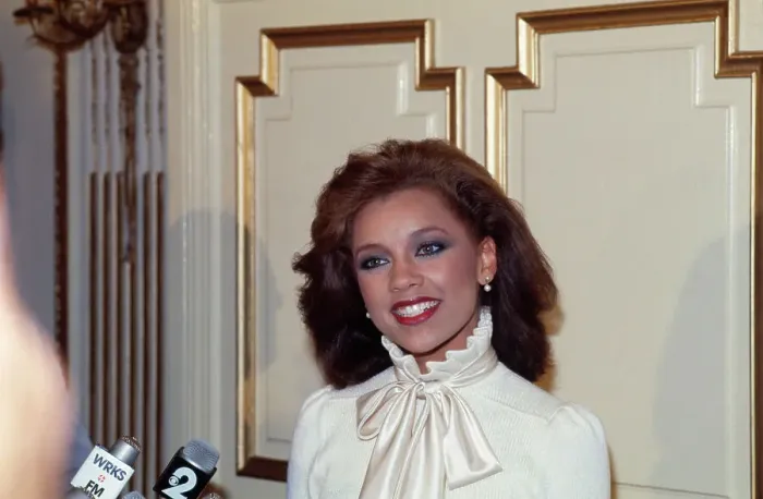 Framed Print : Vanessa Williams as Miss America at Microphones Framed Print : Vanessa Williams as Miss America at Microphones