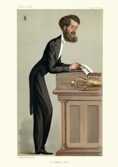 Framed Print : Vanity fair caricature, Michael Hicks Beach, 1874, British Conservative politician Framed Print : Vanity fair caricature, Michael Hicks Beach, 1874, British Conservative politician