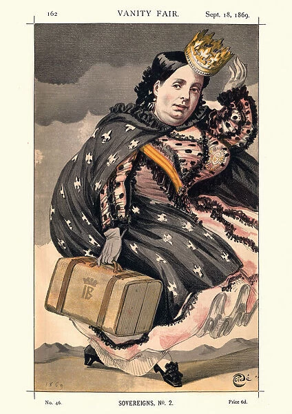 Vanity fair caricature of Queen Isabella II of Spain