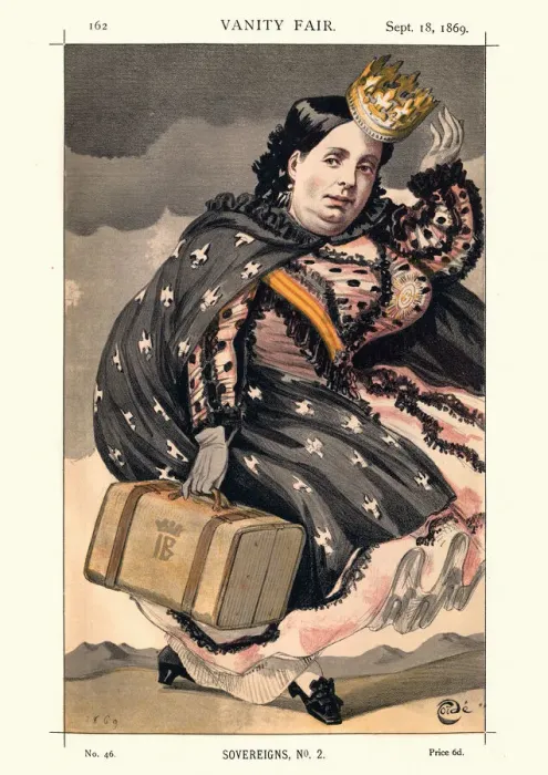 Framed Print : Vanity fair caricature of Queen Isabella II of Spain Framed Print : Vanity fair caricature of Queen Isabella II of Spain