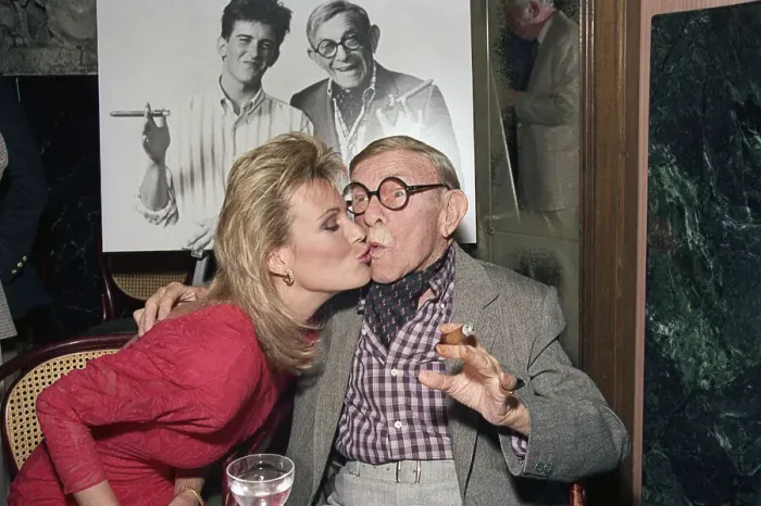 Framed Print : Vanna White Kissing George Burns