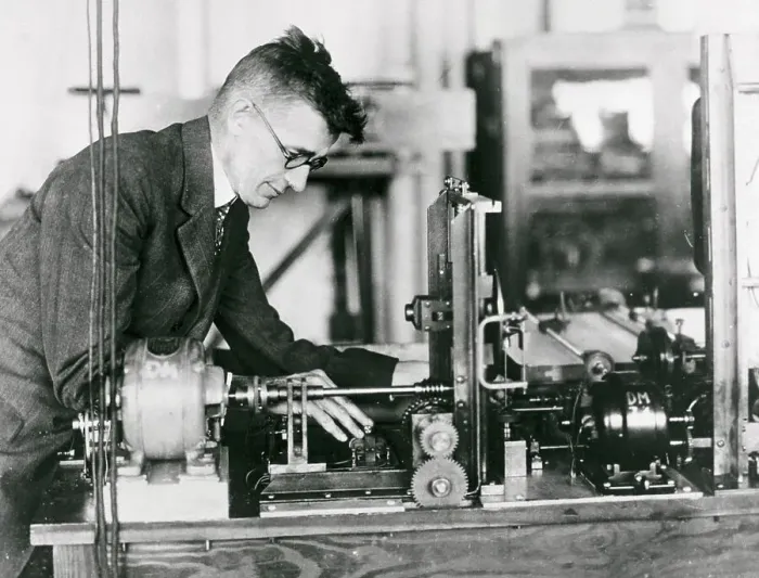 Framed Print : Vannevar Bush Working on Machine in Lab Framed Print : Vannevar Bush Working on Machine in Lab