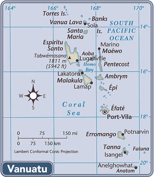 Vanuatu country map