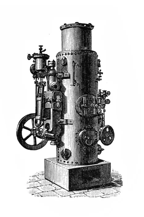 Framed Print : Vapor pump with vertical boiler Framed Print : Vapor pump with vertical boiler