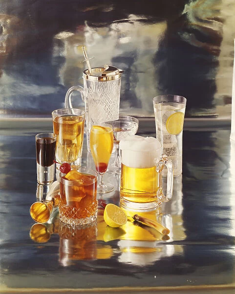 Various of glasses of drink, close-up