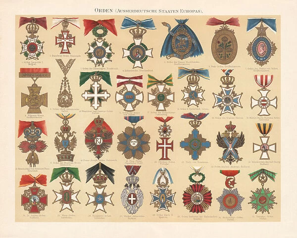 Various historical medals of Europe (except Germany), chromolithograph, published 1897