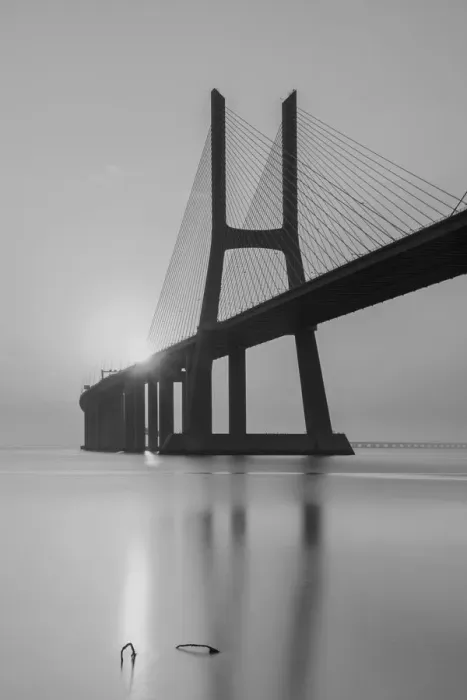 Framed Print : Vasco da Gama Bridge Black & White Framed Print : Vasco da Gama Bridge Black & White
