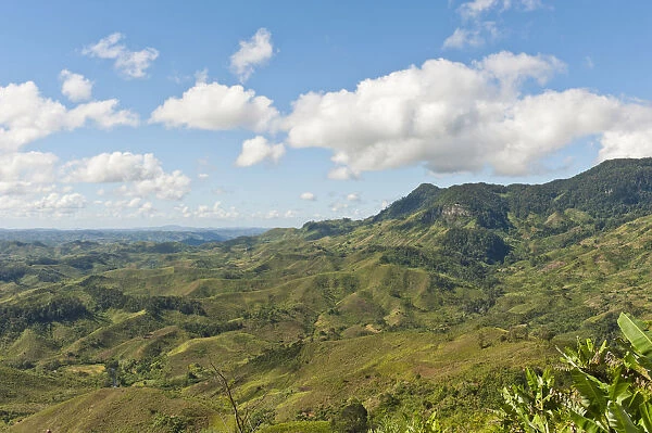 Vast mountainous, largely deforested landscape, near Manakara, Madagascar