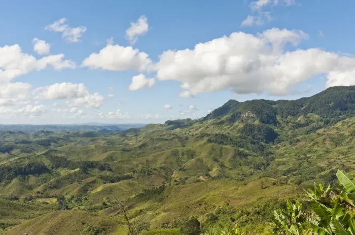 Framed Print : Vast mountainous, largely deforested landscape, near Manakara, Madagascar Framed Print : Vast mountainous, largely deforested landscape, near Manakara, Madagascar