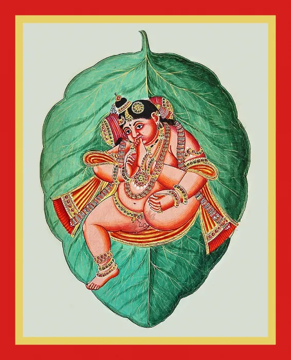 Framed Print : Vatapattrashayi sucking his right toe Framed Print : Vatapattrashayi sucking his right toe