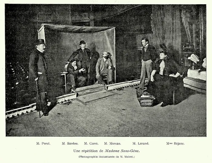Framed Print : Vaudeville acters rehershing for the play Madame Sans-Gene is a historical comedy-drama by Victorien Sardou and Emile Moreau 19th Century Theatre History Framed Print : Vaudeville acters rehershing for the play Madame Sans-Gene is a historical comedy-drama by Victorien Sardou and Emile Moreau 19th Century Theatre History