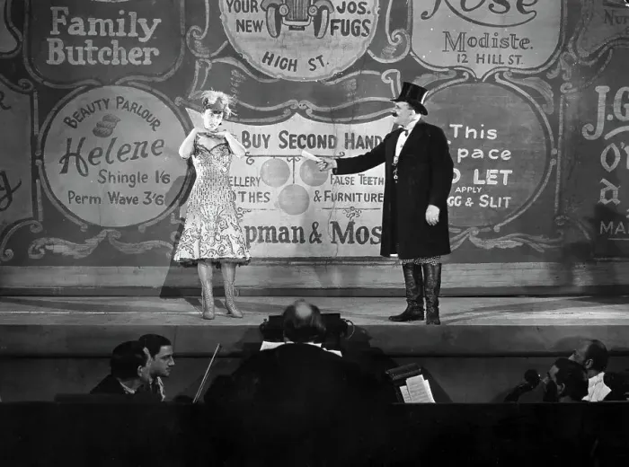 Framed Print : Vaudeville;Man W / Rolled Paper, Woman Sad Framed Print : Vaudeville;Man W / Rolled Paper, Woman Sad