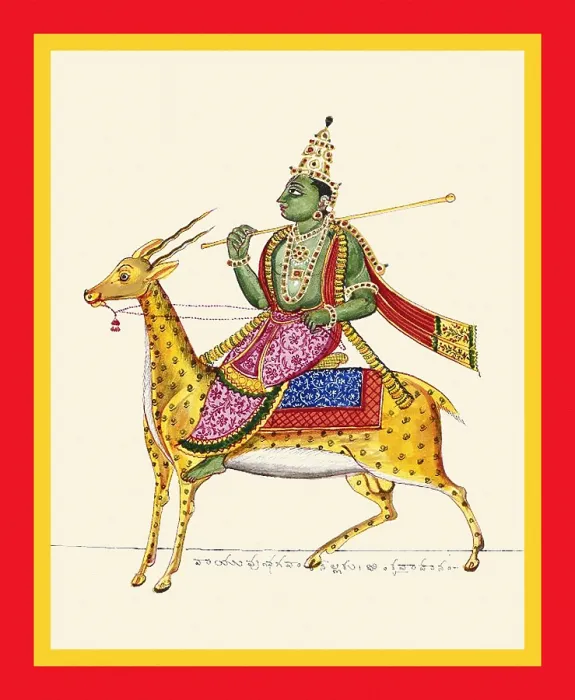 Framed Print : Vayu, guardian of the north-west, riding a gazelle Framed Print : Vayu, guardian of the north-west, riding a gazelle
