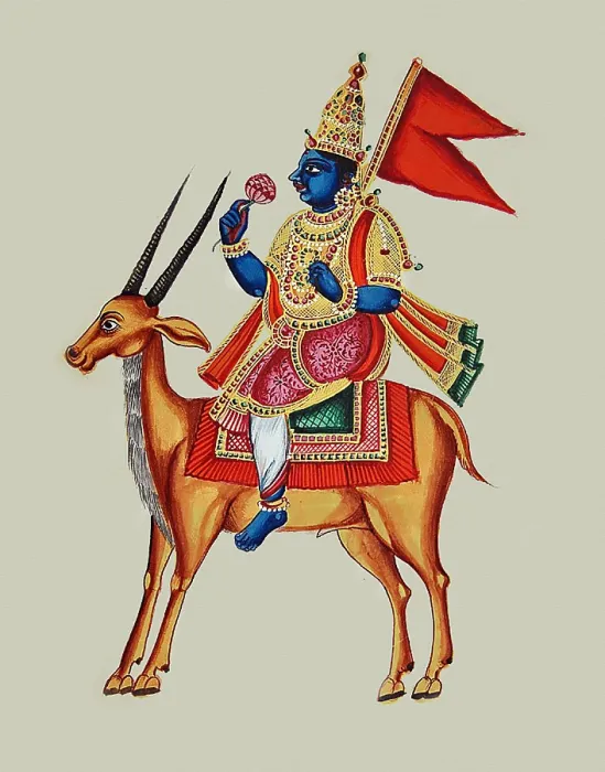 Framed Print : Vāyu rides on an antelope Framed Print : Vāyu rides on an antelope