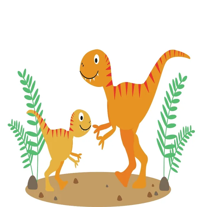 Framed Print : Vector artwork of an adult and baby Allosaurus dinosaur Framed Print : Vector artwork of an adult and baby Allosaurus dinosaur
