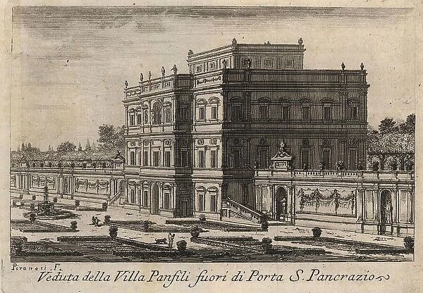 Veduta della Villa Panfili fuori di Porta S. Pancrazio, 1767, Rome, Italy, digital reproduction of an 18th century original, original date unknown