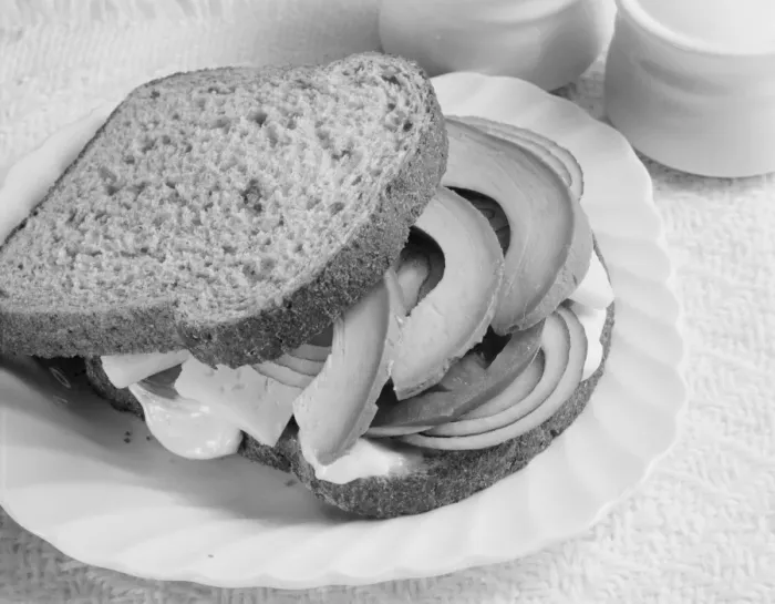 Framed Print : Vegetable sandwich on plate, close-up