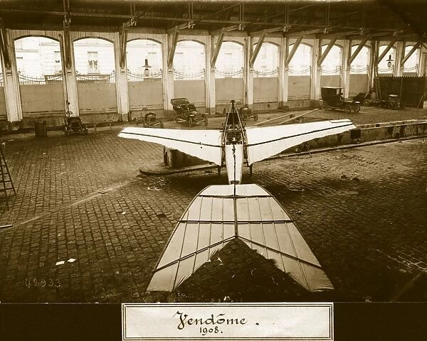 Vendome. A rear view of a Vendome monoplane in a converted stable garage