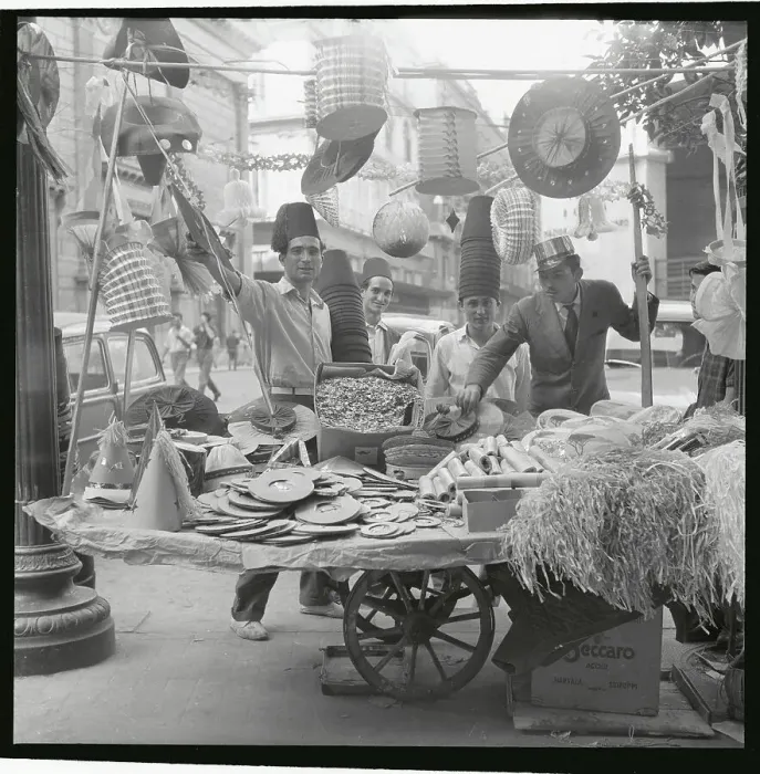 Framed Print : Vendors Selling Paper Hats Framed Print : Vendors Selling Paper Hats