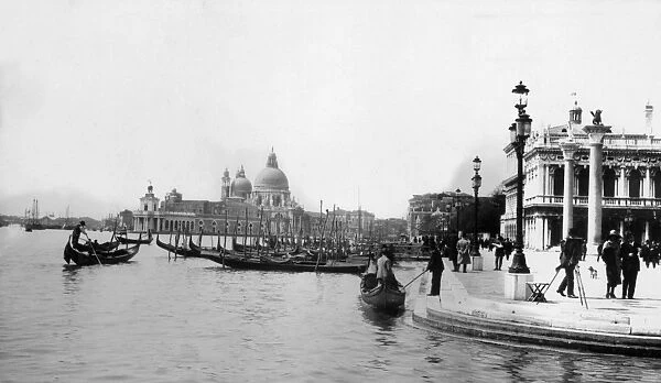 Venice. Gondolas on the Grand Canal in Venice