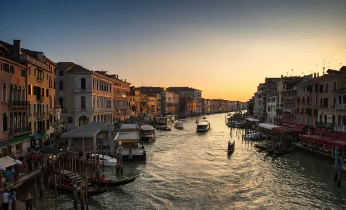 Framed Print : Venice Italy, rialto bridge at sunset time