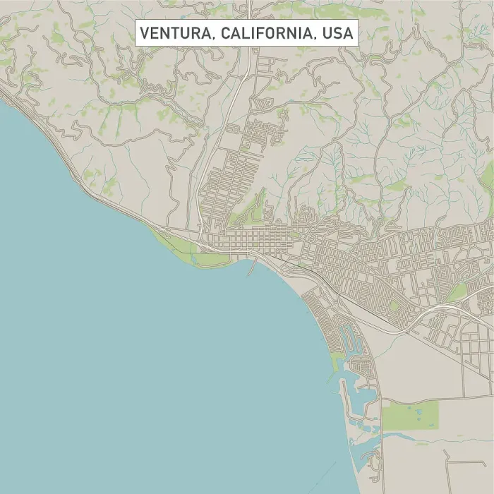 Framed Print : Ventura California US City Street Map Framed Print : Ventura California US City Street Map