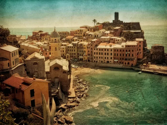 Framed Print : Vernazza Cinque Terre 5 lands UNESCO azure blue sea boats dock colors cape Framed Print : Vernazza Cinque Terre 5 lands UNESCO azure blue sea boats dock colors cape