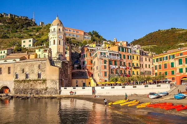 Vernazza. Depiction of colourful architecture of small village of Vernazza