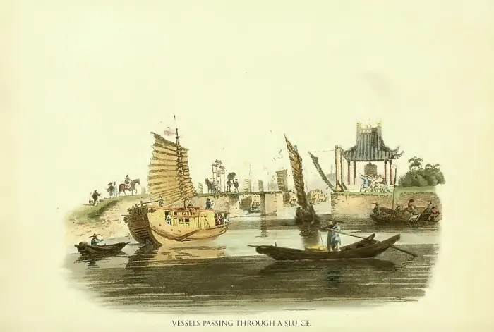 Framed Print : Vessels Passing through a Sluice Framed Print : Vessels Passing through a Sluice