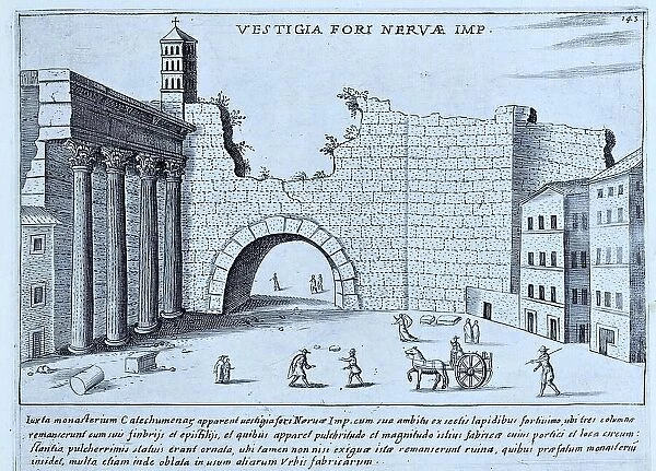 Vestigia Fori Nervae Imp. Vestigia of the Forum of Nerva, historical Rome, Italy, digital reproduction of an original 17th-century master, original date unknown
