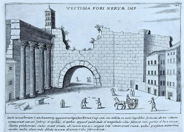 Framed Print : Vestigia Fori Nervae Imp. Vestigia of the Forum of Nerva, historical Rome, Italy, digital reproduction of an original 17th-century master, original date unknown Framed Print : Vestigia Fori Nervae Imp. Vestigia of the Forum of Nerva, historical Rome, Italy, digital reproduction of an original 17th-century master, original date unknown