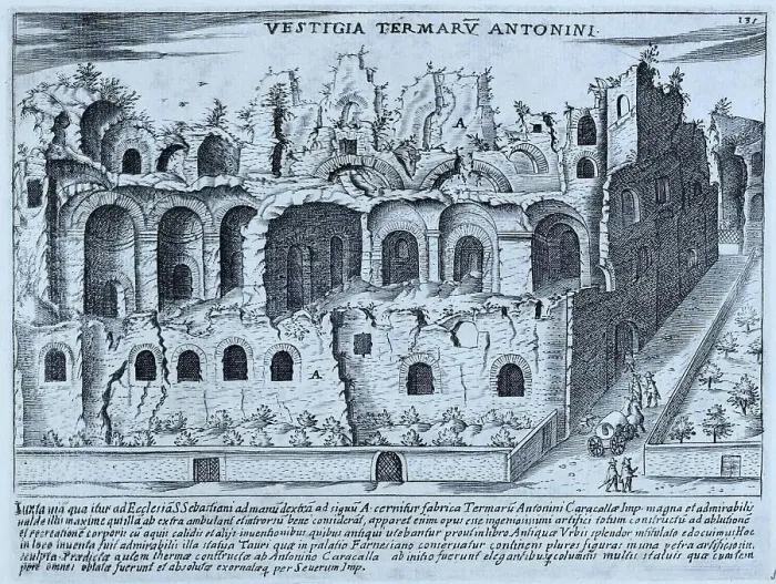 Framed Print : Vestigia Termaru Antonini, The Remains of the Baths of Antonius. The baths seen in ruin. Some of the baths are still preserved, although they were in ruins at the time of the 17th century, historical Rome, Italy Framed Print : Vestigia Termaru Antonini, The Remains of the Baths of Antonius. The baths seen in ruin. Some of the baths are still preserved, although they were in ruins at the time of the 17th century, historical Rome, Italy