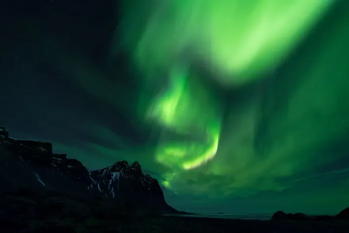 Framed Print : Vesturhorn Mountain with aurora Framed Print : Vesturhorn Mountain with aurora