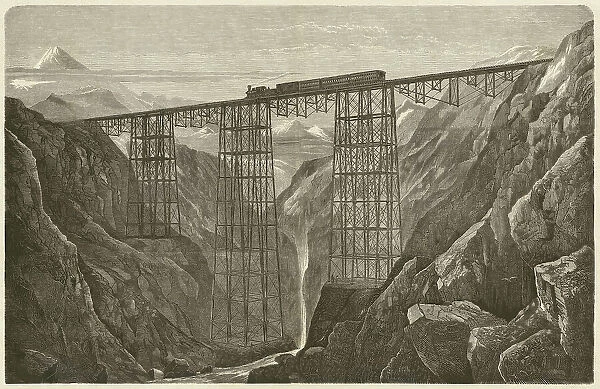 Viaduct of the Lima Oroya Railway (Peru), published in 1872