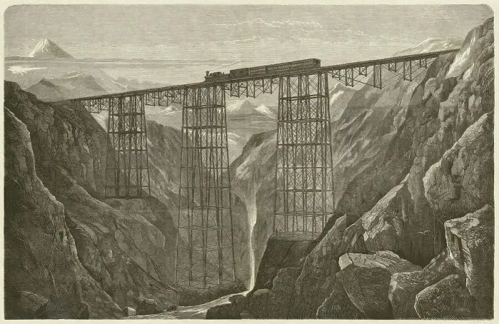 Framed Print : Viaduct of the Lima Oroya Railway (Peru), published in 1872 Framed Print : Viaduct of the Lima Oroya Railway (Peru), published in 1872
